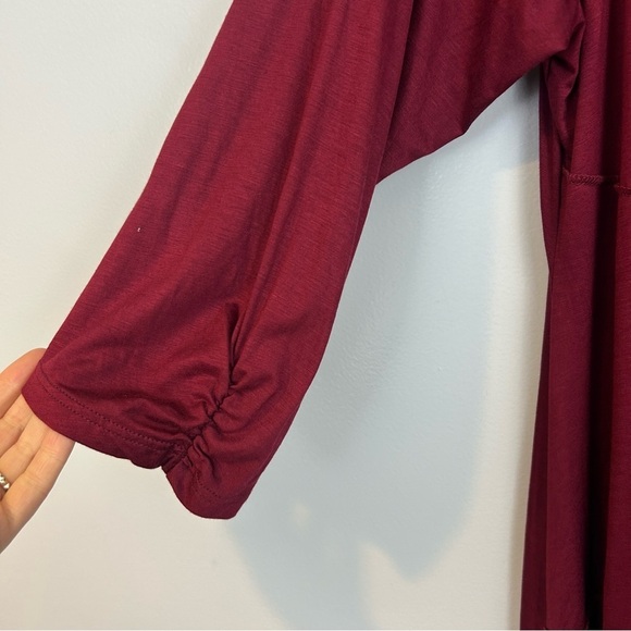 NWT 24seven 24/7 Dark Red Ruched Long Sleeve Swing Tunic Top Size 3X - Picture 7 of 10